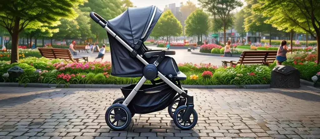 Person cleaning a stroller wheel